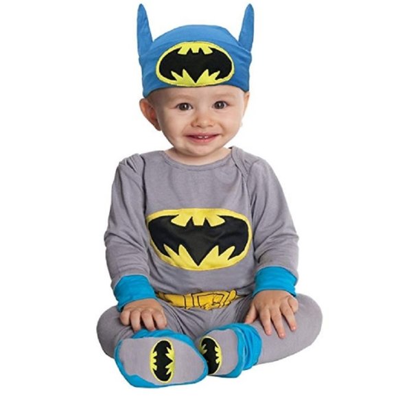 Baby Boys Girls 6 pc BATMAN Halloween Costume Size 0-6 Mo  NWT Jumper Pants  Hat - Picture 1 of 1